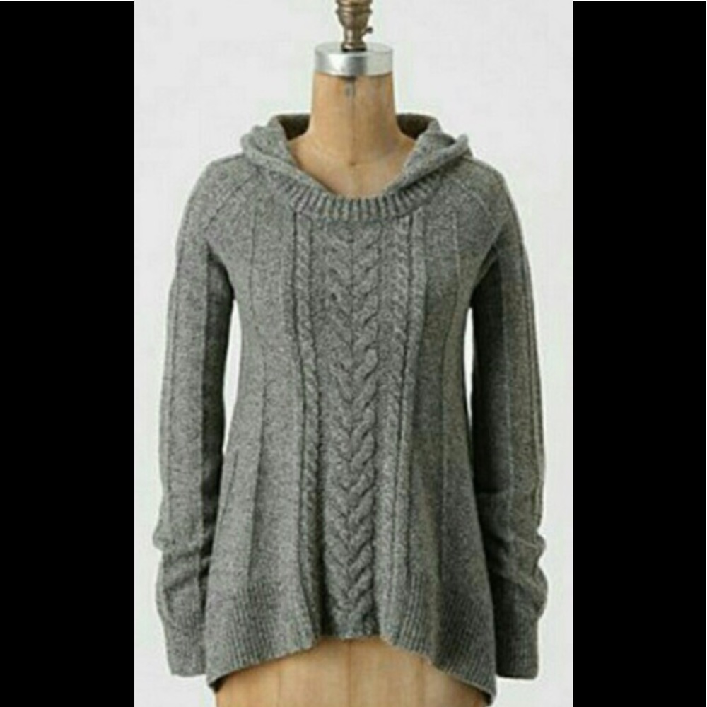 Anthropologie Moth Cable Knit Hooded Sweater